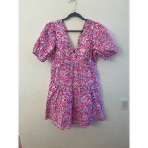 Lilly Pulitzer Nalani Aura pink finish my wish print dress women size 14 Floral